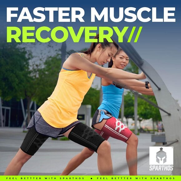 Thigh Compression Sleeves Pair – Quad and Hamstring Support – Upper Leg Sleeves - Picture 3 of 8